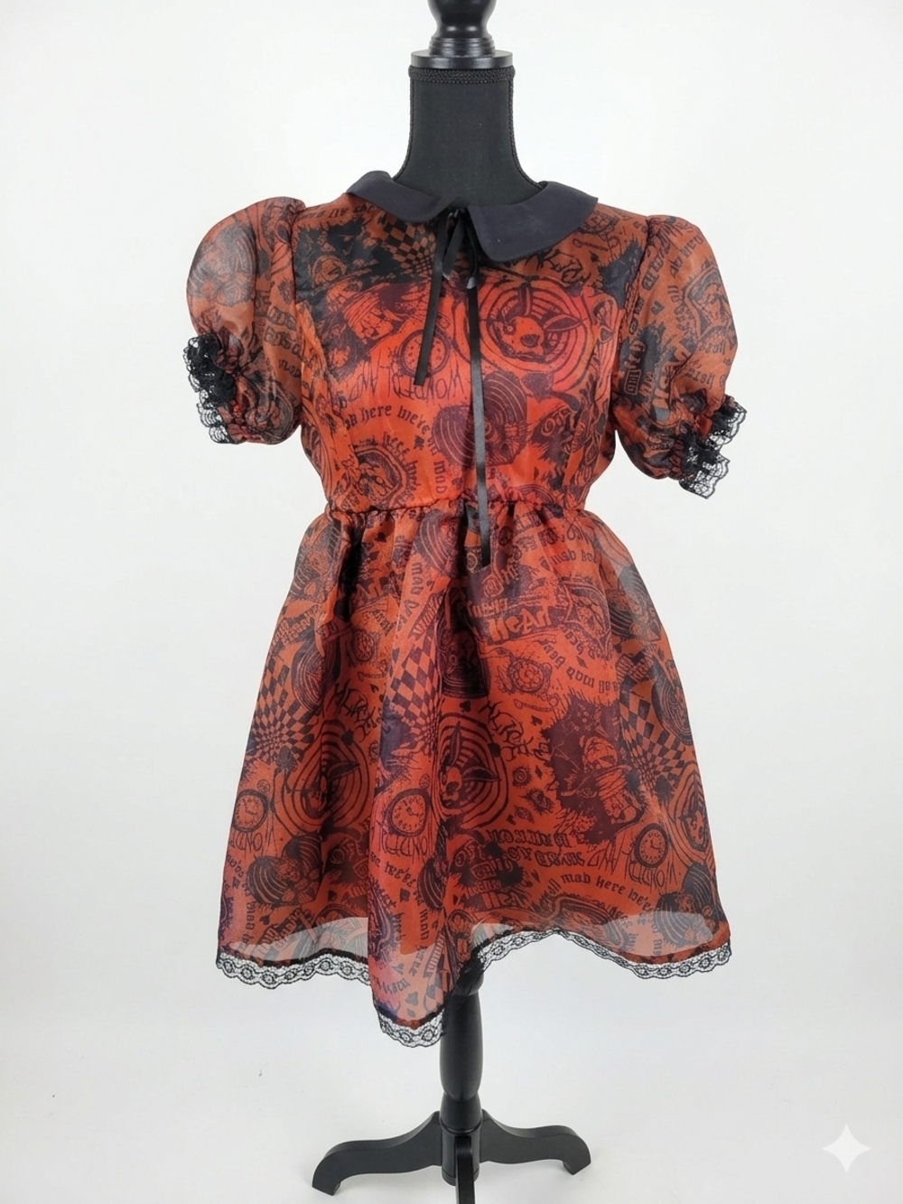 Hot Topic Alice in Wonderland Graphic Peter Pan Collar Mini Dress